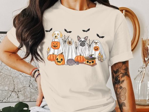 Spooky Squad Ghost Dogs Halloween T-Shirt-Funny Halloween Shirt For Wo