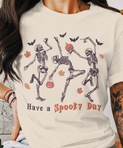 Dancing Skeleton Halloween Shirt, Pumpkin Halloween Sweatshirt