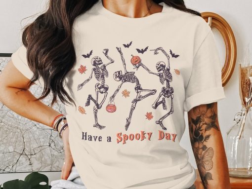 Dancing Skeleton Halloween Shirt, Pumpkin Halloween Sweatshirt