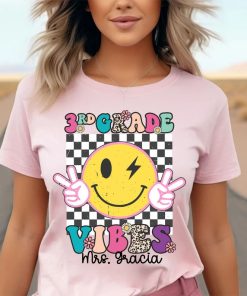 Grade Vibes Smile Face Shirt, Custom Teacher Name Shirt