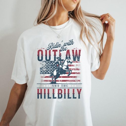 Ridin With The Outlaw And The Hillbilly Trump Shirt 2024 Election