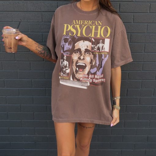 American Psycho Graphic T-Shirt, Retro Horror Movie Bootleg Shirt