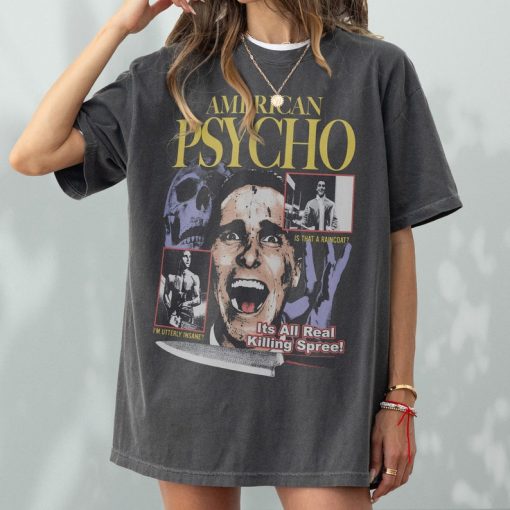 American Psycho Graphic T-Shirt, Retro Horror Movie Bootleg Shirt