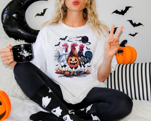 Halloween Chickens Shirt, Spooky Chicken Halloween Gifts