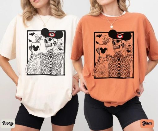 Vintage Skeleton Mickey Ears Shirt, Disney Skeleton Shirt