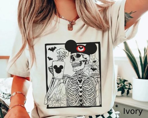 Vintage Skeleton Mickey Ears Shirt, Disney Skeleton Shirt