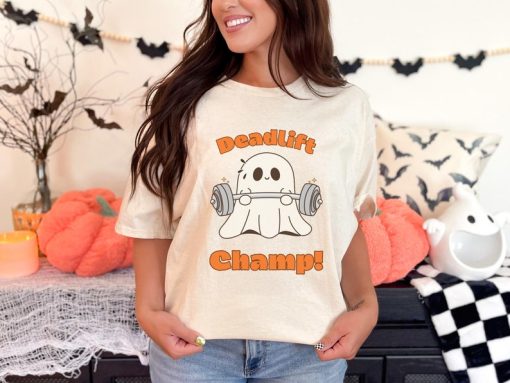 Deadlift Champ Funny Halloween T-Shirt | Spooky Fitness Gym Tee