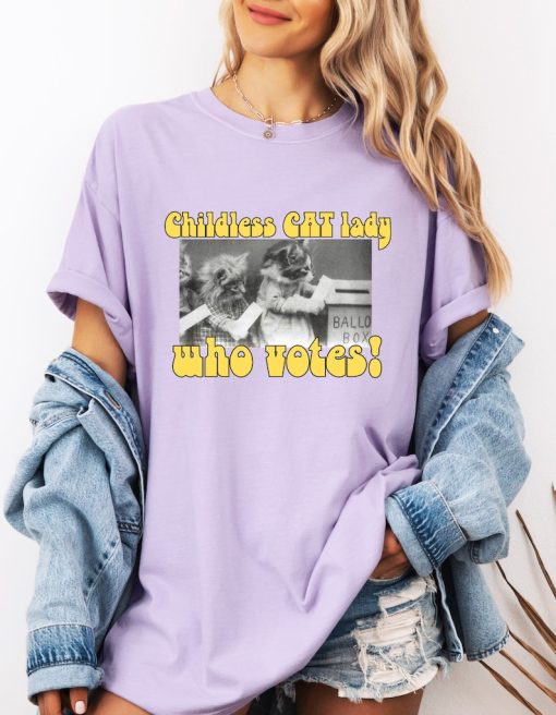 Childless CAT LADY Comfort Colors Shirt, Harris 2024 Shirt