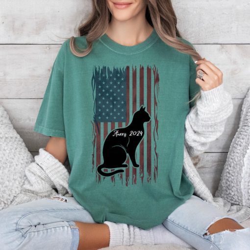 Cat Lady Kamala Harris Shirt Vote Shirt Harris 2024 Shirt Vote Blue