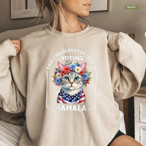 Childless Cat Lady Kamala Sweatshirt, Ladies Voting Kamala Sweatshirt