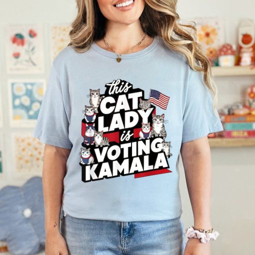 Cat Lady Voting for Kamala Harris shirt, Kameowla Brat Shirts