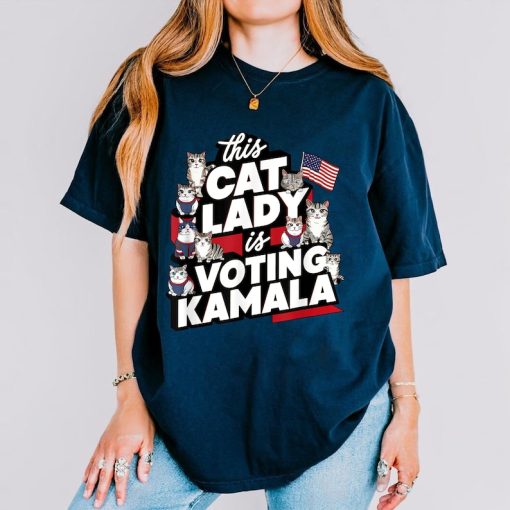 Cat Lady Voting for Kamala Harris shirt, Kameowla Brat Shirts