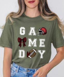 Game Day Shirt, Football Coquette Bow Shirt, Football Bow Shirt