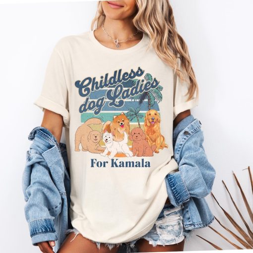 Childless Dog Lady For Kamala Harris 2024 Shirt Kamala Coconut Tree