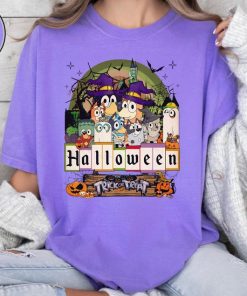 Comfort Colors Halloween Bluey Family Shirt, Cute Cartoon Dog T-Shirt