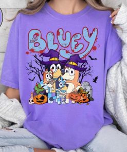 Comfort Colors Bluey Halloween Family Shirt, Cute Cartoon Dog T-Shirt