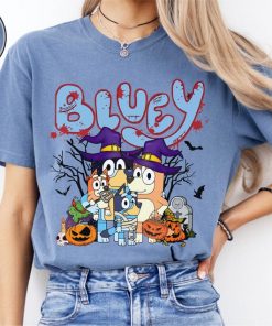 Comfort Colors Bluey Halloween Family Shirt, Cute Cartoon Dog T-Shirt