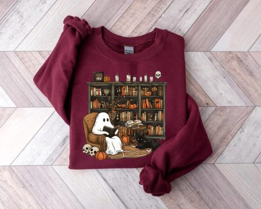 Reading Ghost Sweatshirt, Halloween Sweatshirt, Book Lover Shirt