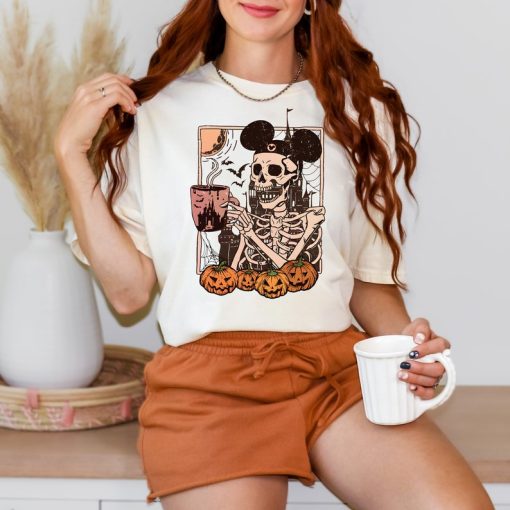 Comfort Colors® Halloween Disney Mickey Skeleton Coffee Shirt