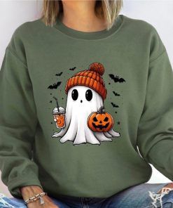 Halloween Cute Ghost Sweatshirt, Halloween Pumpkin Spice Sweatshirt