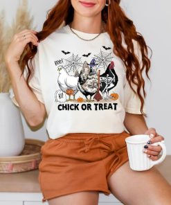 Comfort Colors Chick or Treat Shirt, Funny Halloween Chicken Shirt