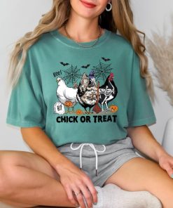 Comfort Colors Chick or Treat Shirt, Funny Halloween Chicken Shirt