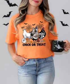 Comfort Colors Chick or Treat Shirt, Funny Halloween Chicken Shirt