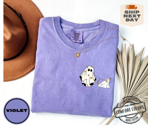 Halloween Ghost Comfort Colors®, Сute Ghost Dog Shirt