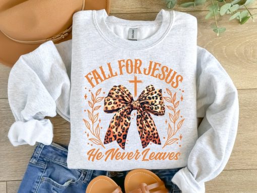 Christian Halloween Shirt, Fall For Jesus He Never Leaves Shirt