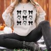 Halloween Skull Black Bow Sweatshirt, Retro Halloween Shirt