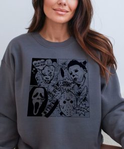 Halloween Horror Characters Sweatshirt, Scary Movie Sweatshirt