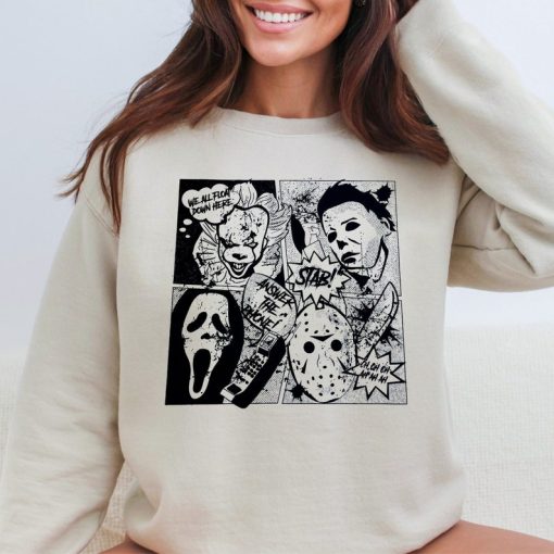 Halloween Horror Characters Sweatshirt, Scary Movie Sweatshirt