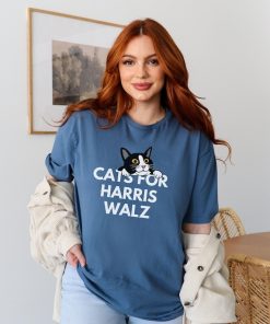 Cats for Harris Walz Progressive 2024 Election Shirt; Pro Harris 2024