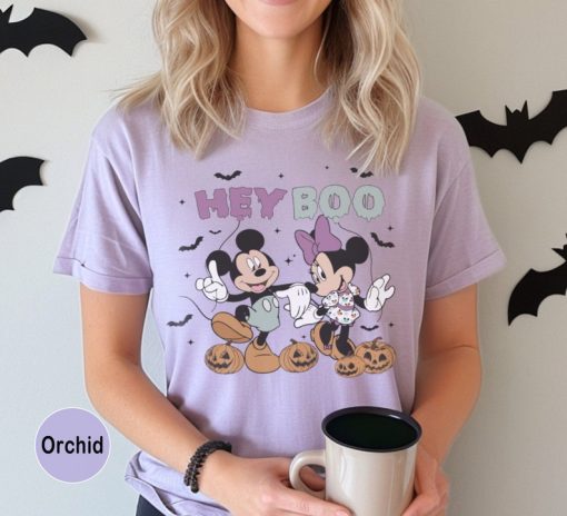 Colors Comfort Hey Boo Mickey And Minnie Shirt