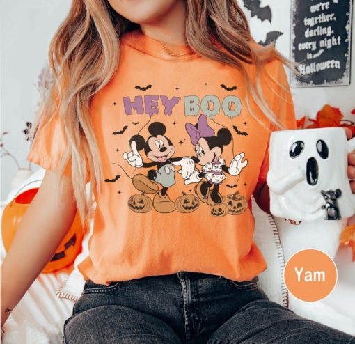 Colors Comfort Hey Boo Mickey And Minnie Shirt