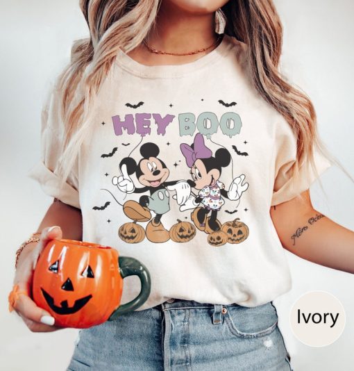 Colors Comfort Hey Boo Mickey And Minnie Shirt