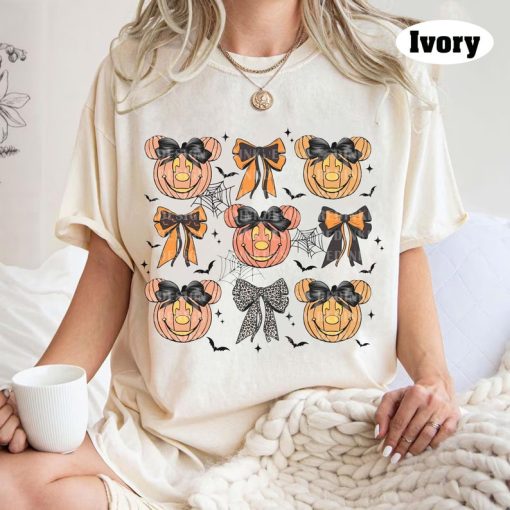 Vintage Disney Halloween Pumpkin Coquette Bow Shirt, Disney Halloween