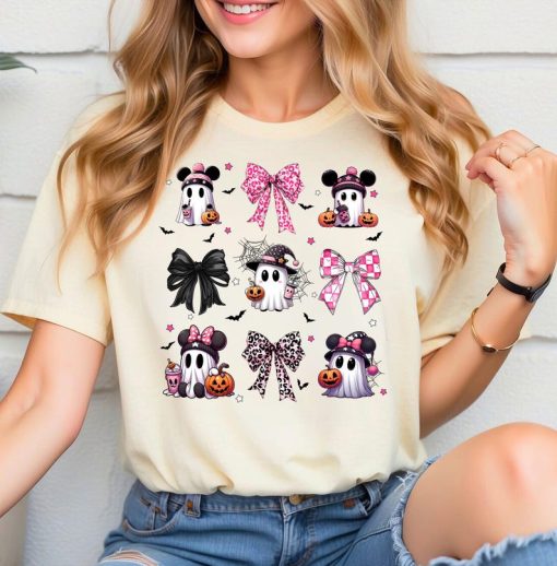 Coquette Halloween Shirt, Coquette Pink Bow Ghost Shirts