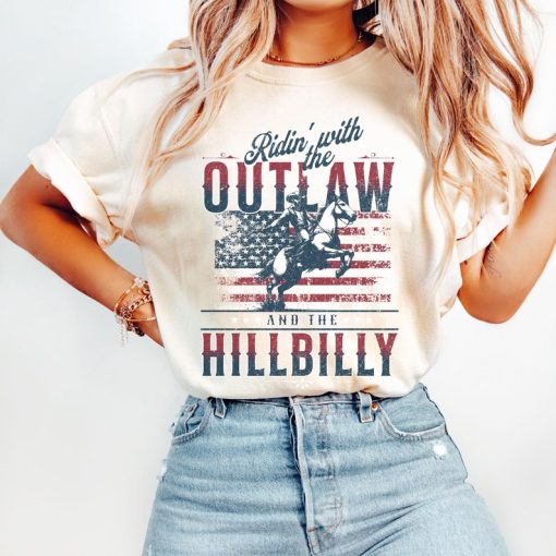 Ridin With The Outlaw And The Hillbilly Trump Shirt 2024 Election