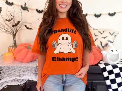 Deadlift Champ Funny Halloween T-Shirt | Spooky Fitness Gym Tee