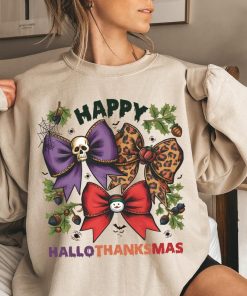 Coquette Happy Hallothanksmas Shirt Bow Happy Halloween Thanksgiving C