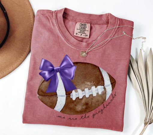 Comfort Colors® Cute Football Mom Shirt, Custom Mascot Bow Shirt