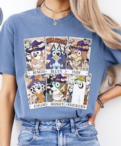 Comfort Colors Halloween Bluey Bingo Shirt, Cute Cartoon Dog T-Shirt