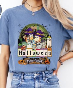 Comfort Colors Halloween Bluey Family Shirt, Cute Cartoon Dog T-Shirt