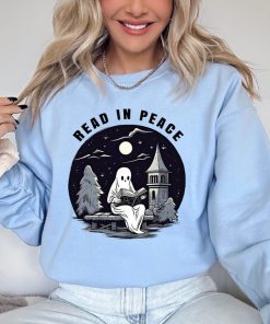 Halloween Read In Peace Sweatshirt, Halloween Ghost Reading Sweatshirt