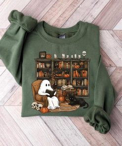 Reading Ghost Sweatshirt, Halloween Sweatshirt, Book Lover Shirt