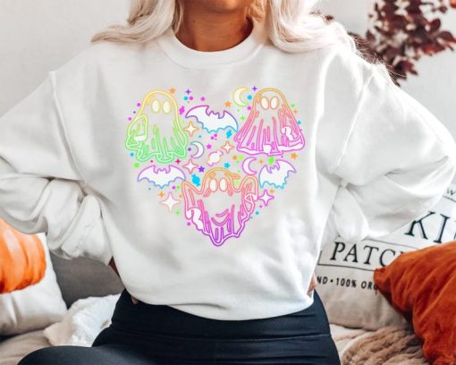 Neon Lights Ghost Sweatshirt, Halloween Ghost Shirt