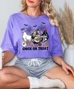 Comfort Colors Chick or Treat Shirt, Funny Halloween Chicken Shirt