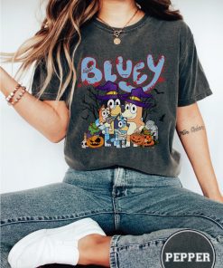 Comfort Colors Bluey Halloween Family Shirt, Cute Cartoon Dog T-Shirt