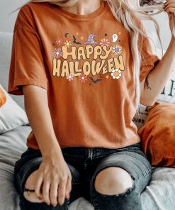 Retro Halloween Comfort Colors shirt, Happy Halloween Boho Shirt